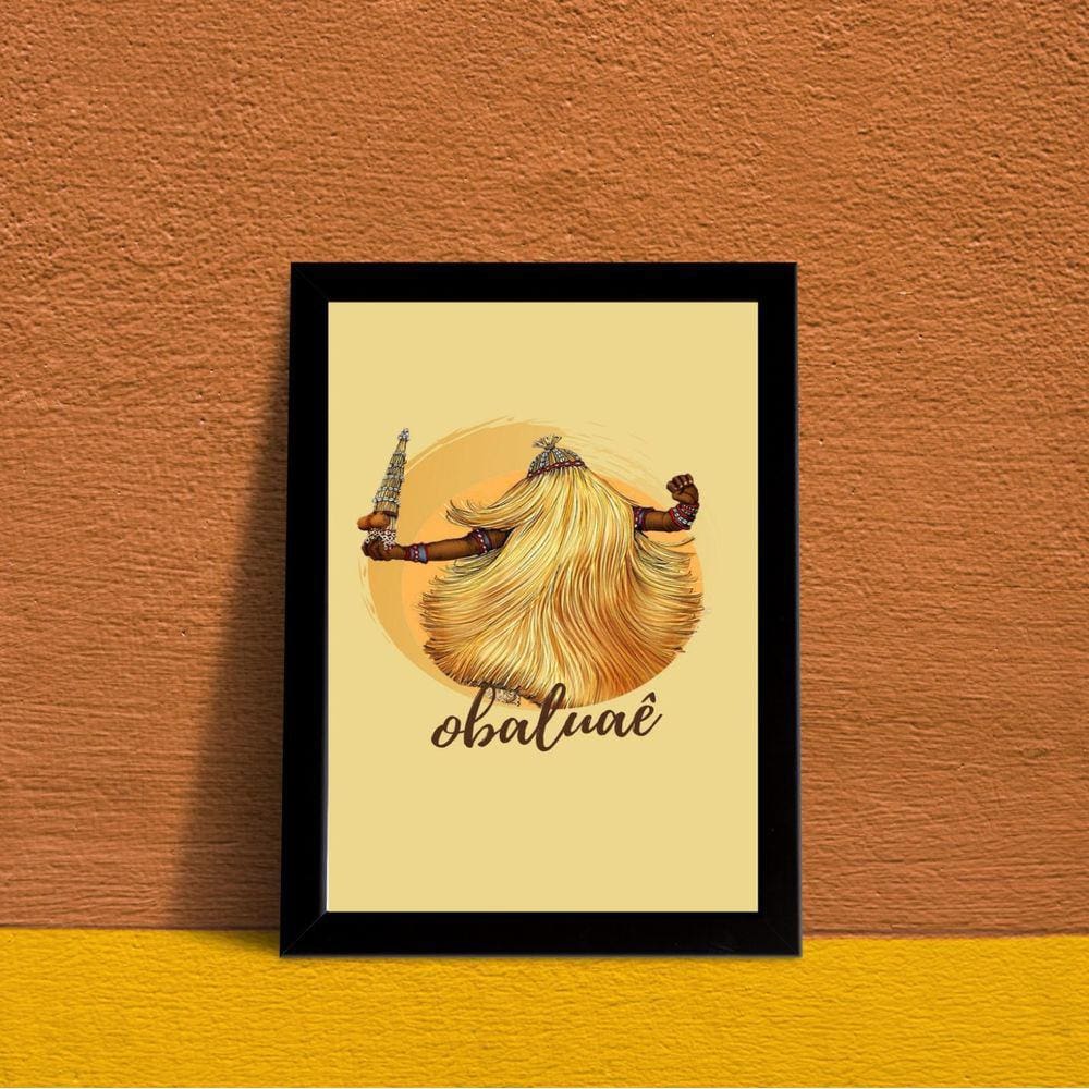 Quadro Decorativo Obaluaê 45x34cm - Madeira Branca