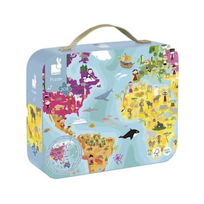 Quebra-cabeça Mapa Mundi Dupla Face 208 peças Madeira Janod