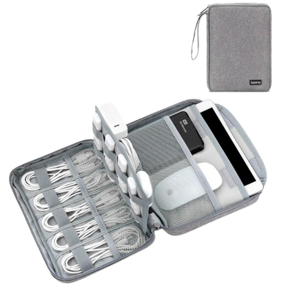 Case Organizador Eletrônicos Cinza 22,6cm x 16cm - Poliéster