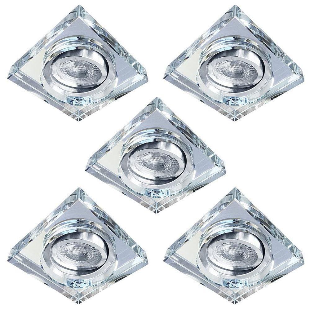 Spot Cristal Transparente 05 Unidades - Lâmpada Led Dicróica