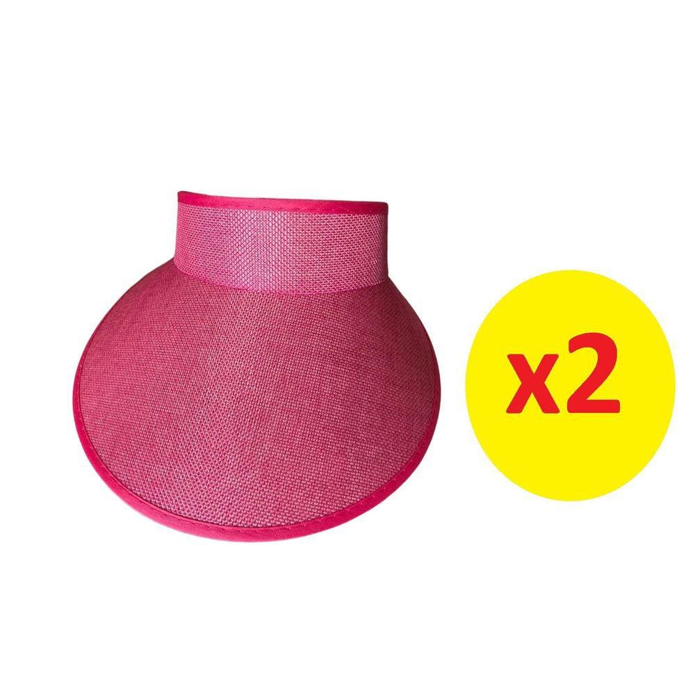 Viseira Tiara Arco Rosa Aba 12cm com Elástico - 2 Unidades