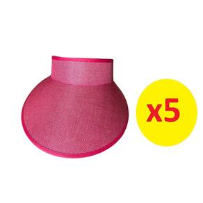 Viseira Rosa Aba 12cm Elástico Praia Verão 5 Unidades