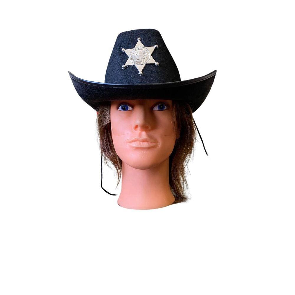Chapéu Cowboy Boiadeiro Preto TNT Adulto 10x31x34x8cm