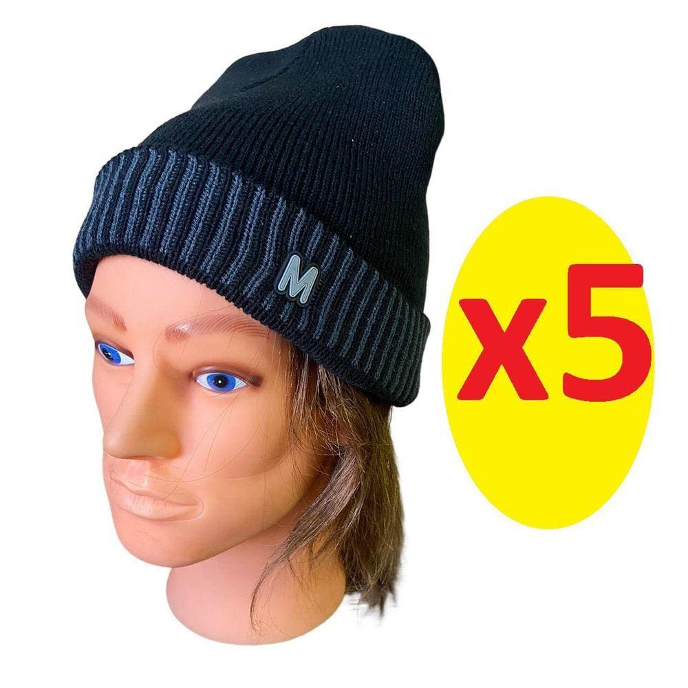 Touca De Frio Gorro Inverno Preta - 5 Unidades