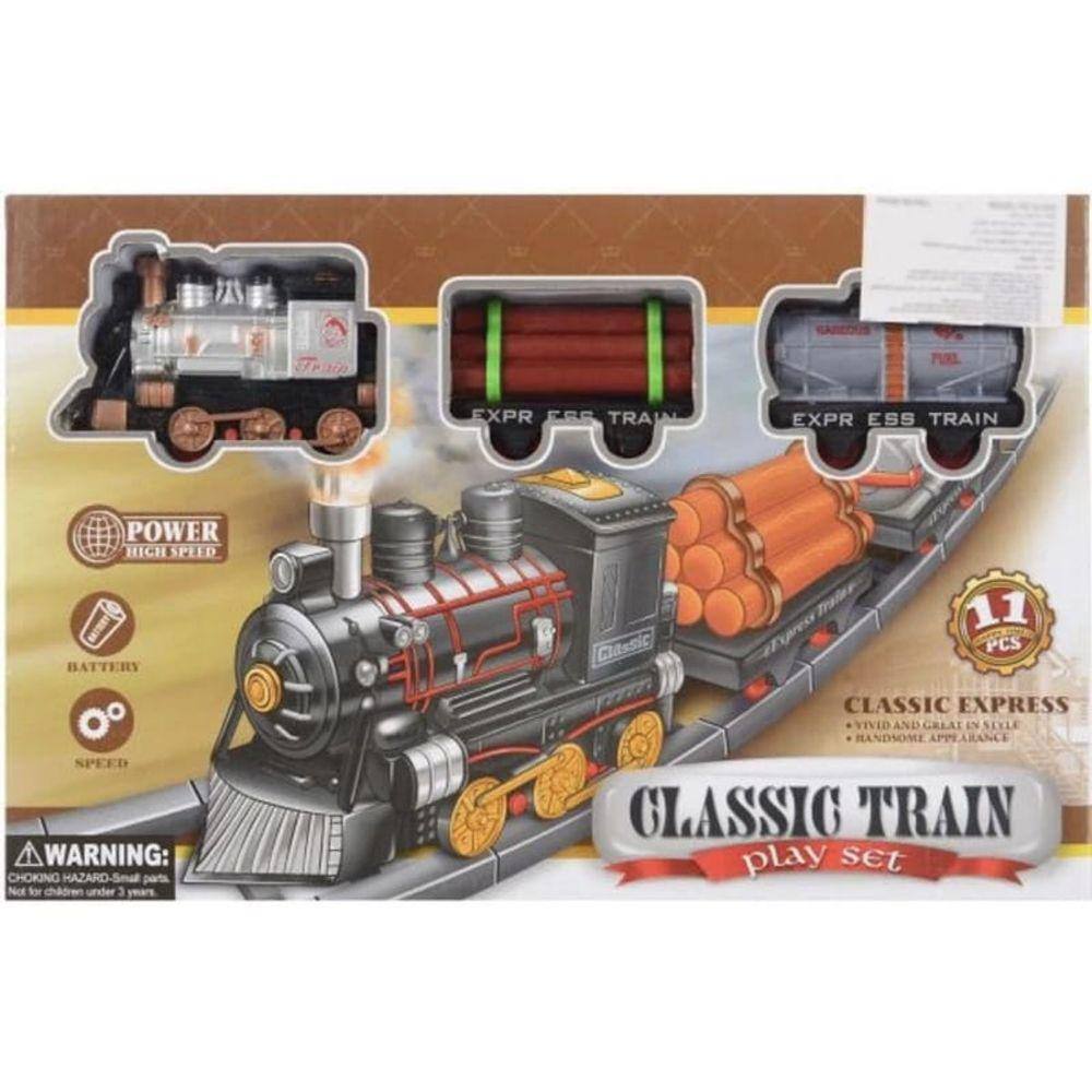 Kit Locomotiva Trilhos Vagões 1,88 Metros Trem Brinquedo