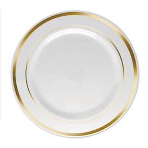 40 Pratos Rasos De Jantar Branco Dourado Descartável Luxo