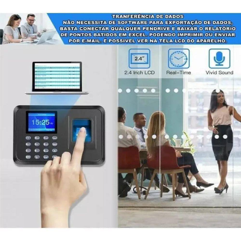Relógio De Ponto Biométrico Impressão Digital + Pendrive 16G