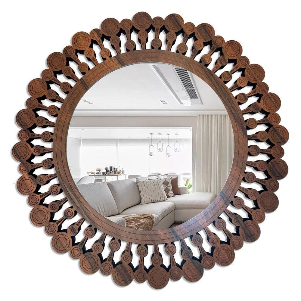 Espelho Decorativo Moldura Madeira Pegui Quebec 45 Cm