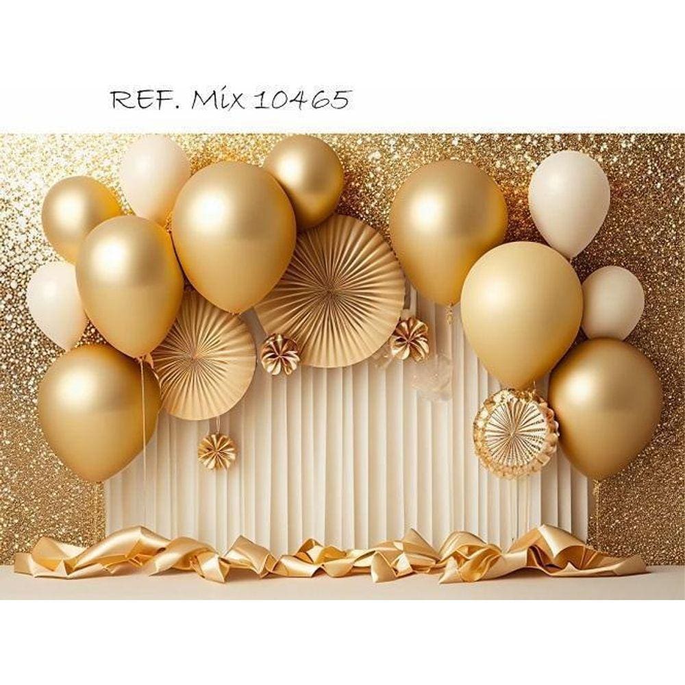 Fundo Fotográfico Sublimado Ano Novo 1,50x2,20 Dourado