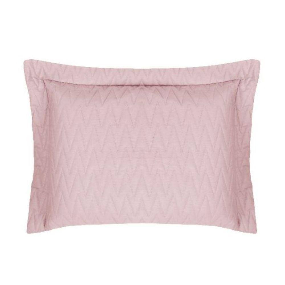 Porta Travesseiro Cetim 300 fios Zig Zag - Rosé Naturalle