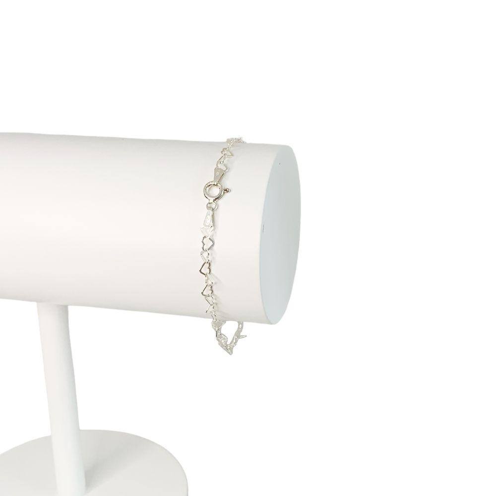 Pulseira Feminina com Elo de Coração em Prata 925