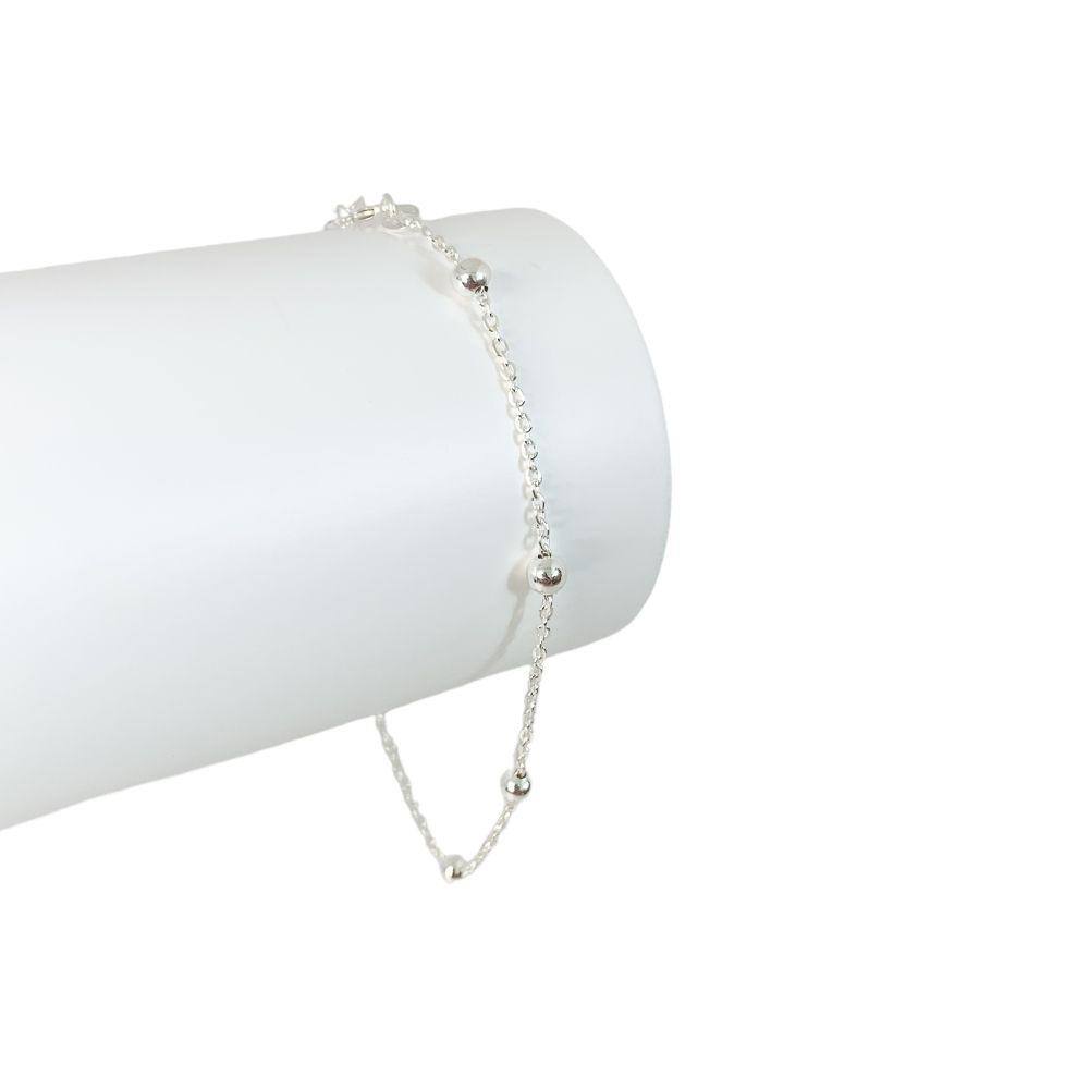 Pulseira Feminina de Bolinhas 4mm em Prata 925