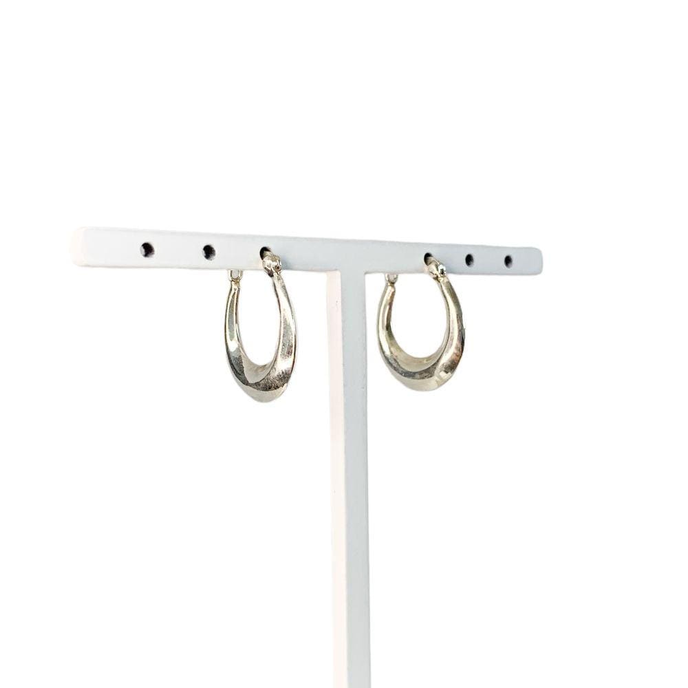 Argola Feminina Oval Abaulada em Prata 925 Mulher Elegante