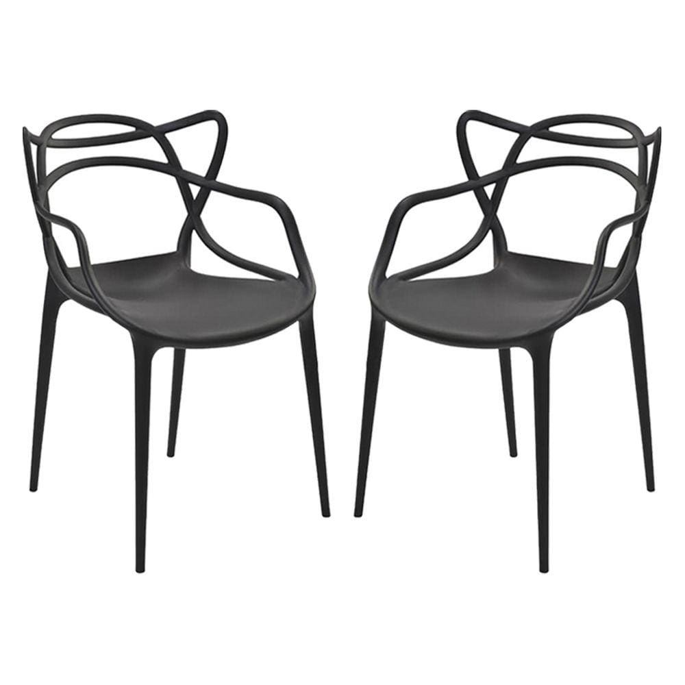 Conjunto 2 Cadeiras Allegra com Encosto 53 x 82 Cm Polipropileno Preto