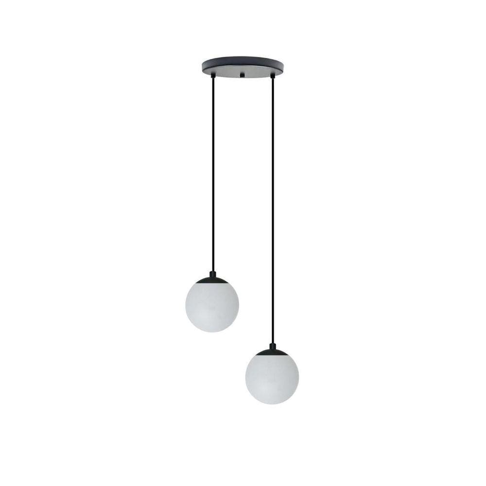 Pendente Preto Globo Duplo 20cmx1,50m - Bivolt