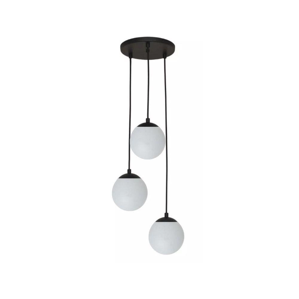 Pendente Preto Triplo 2,00m Ajustável 13,5cm G9