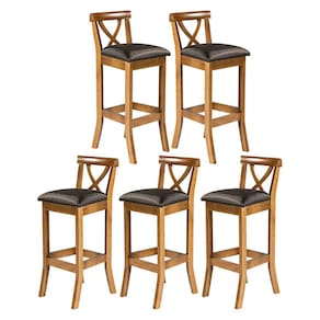 Kit 5 Banquetas Alta para Área Gourmet 36x100 Cm Paris Madeira Maciça Imbuia Facto Preto L72