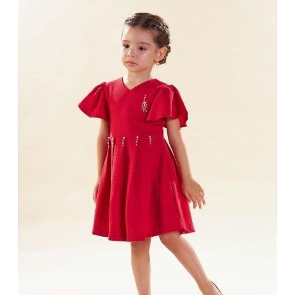 Vestido piquet com botões e pregas Kiki Xodó