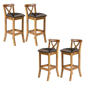 Kit 4 Banquetas Alta para Cozinha 36 x 100 Cm Paris Madeira Maciça Imbuia Facto Preto L72