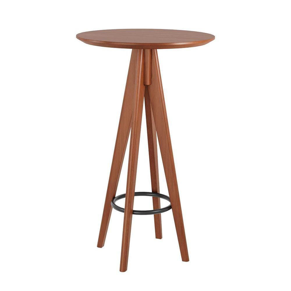 Mesa Alta Bistrô Berlim 65x104 Cm Tampo MDF Base Madeira Maciça Imbuia - RMI