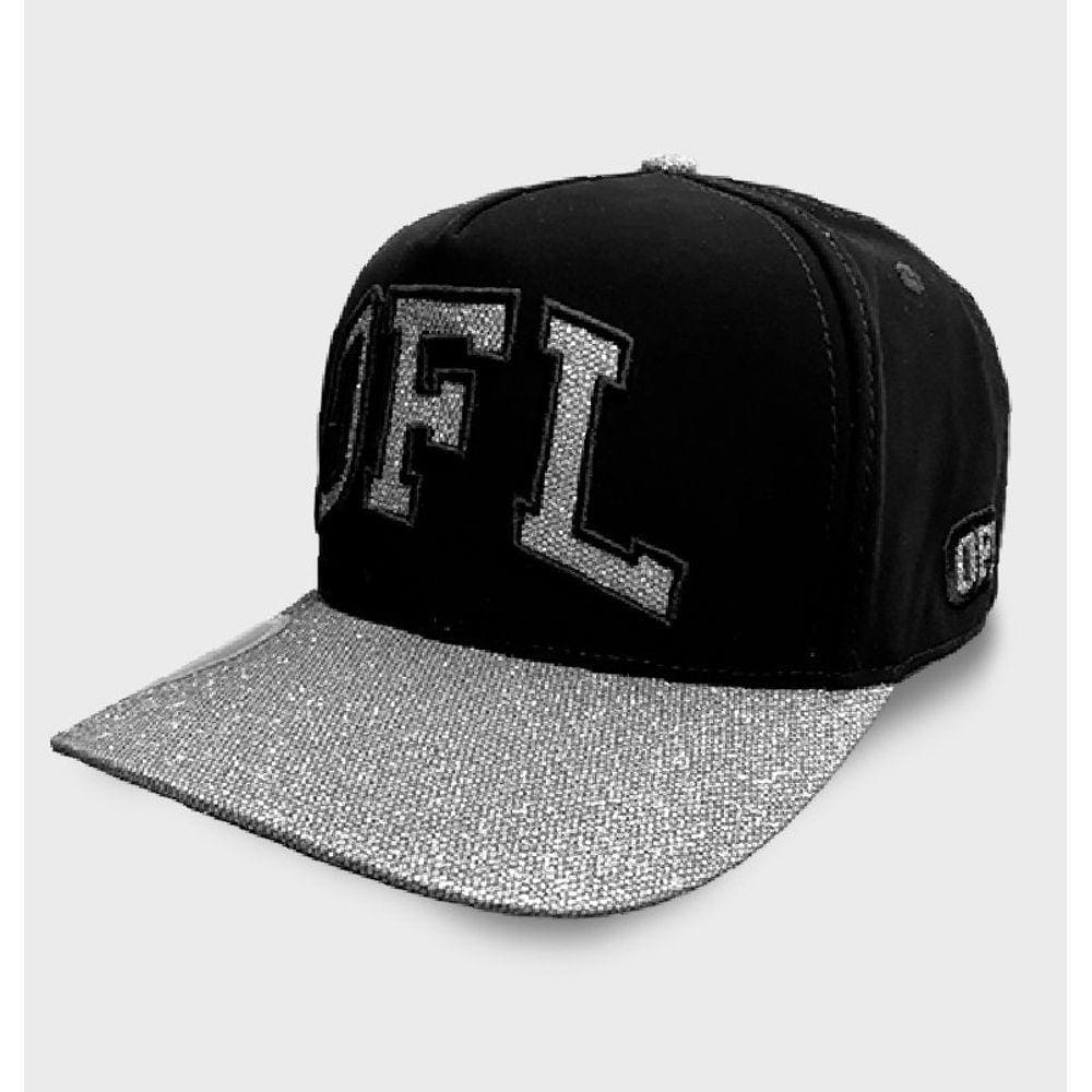 Boné Nobuck Preto com Glitter Prata