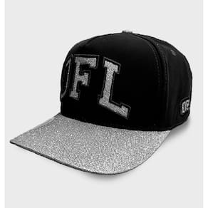 Boné Nobuck Preto com Glitter Prata