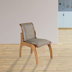 Cadeira para Mesa de Jantar Estofada 55x82 Cm Barcelona Madeira Maciça Imbuia Linho Cinza L55