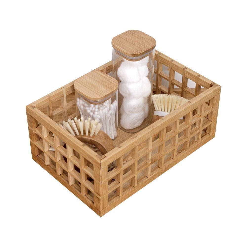 Cesto Vazado De Bambu Oikos Organizador 26cm Retangular
