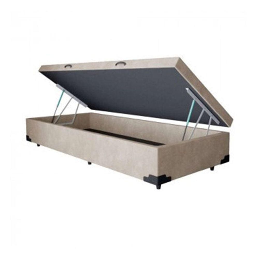 Box Baú Solteiro Sintético Bege - 39x78x188