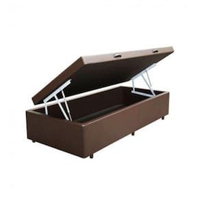 Box Baú Solteiro Suede Marrom - 39x78x188