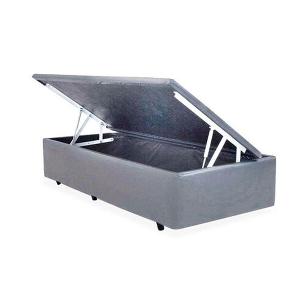 Box Baú Solteiro Suede Cinza - 39x78x188
