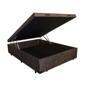 Base Box Baú Casal 39x138x188 Marrom Suede