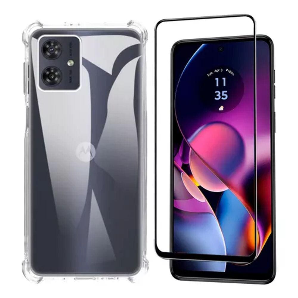 Kit Capa Anti Impacto Motorola G14 + Película De Vidro 3D