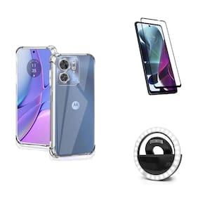 Kit Flash Selfie Motorola Moto G54 + Capa + Película De Vidro 3D