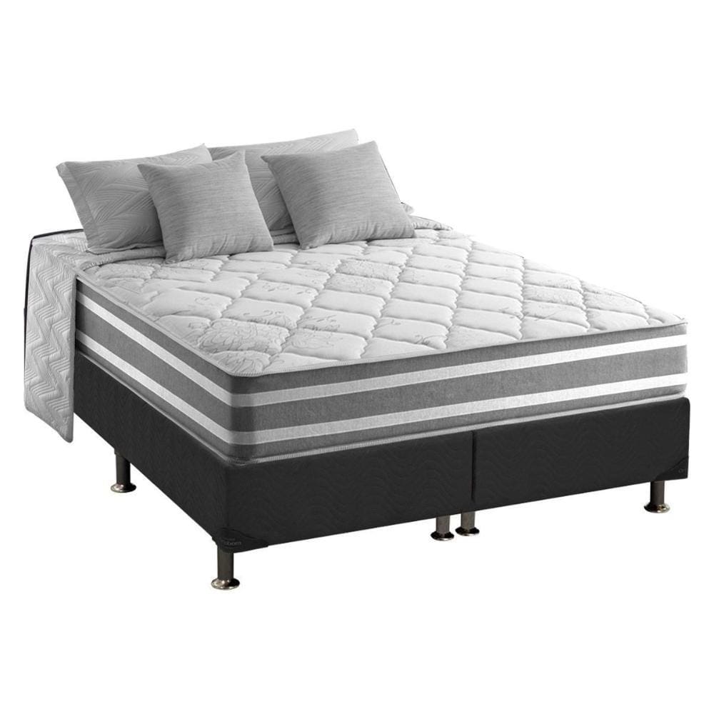 Cama Box Queen: Colchão Molas Ensacadas Anjos MasterPocket Duo Sono + Base CRC Suede Gray(158x198)