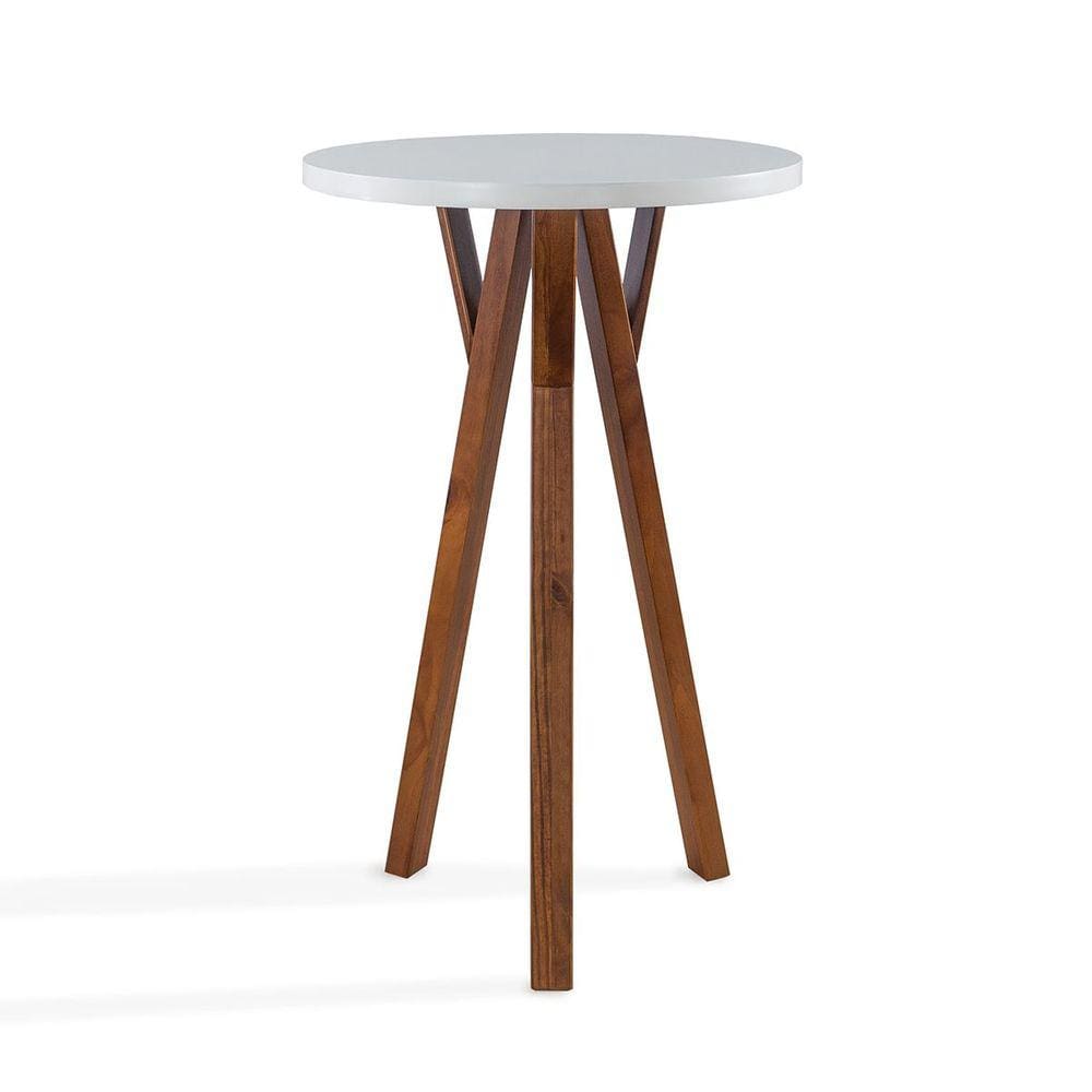 Mesa Bistrô Decorativa Lucca Redondo 65 Cm Madeira Maciça Branco Laca - RMI