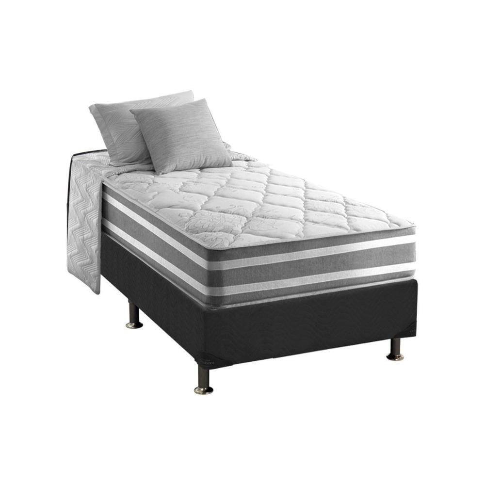 Cama Box Solteiro: Colchão Molas Ensacadas Anjos MasterPocket Duo Sono + Base CRC Suede Gray(88x188)