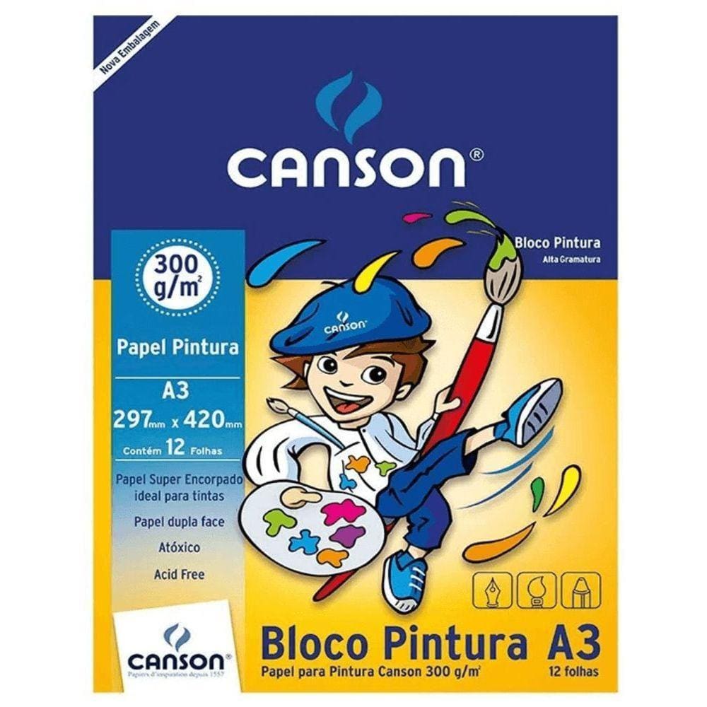 Bloco De Pintura A3 300g 12 Folhas - Canson