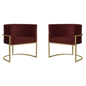 Kit 2 Poltronas Decorativa Sala de Estar Luana Base Gold Suede Bordô - Montanaris Decor