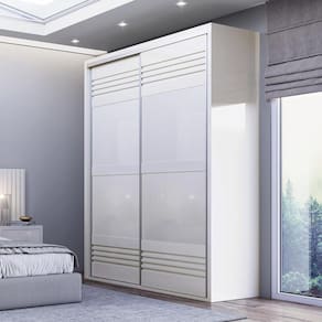 Guarda Roupas com 2 Portas de Correr 178,6cm 100% MDF Off White Dalla Costa