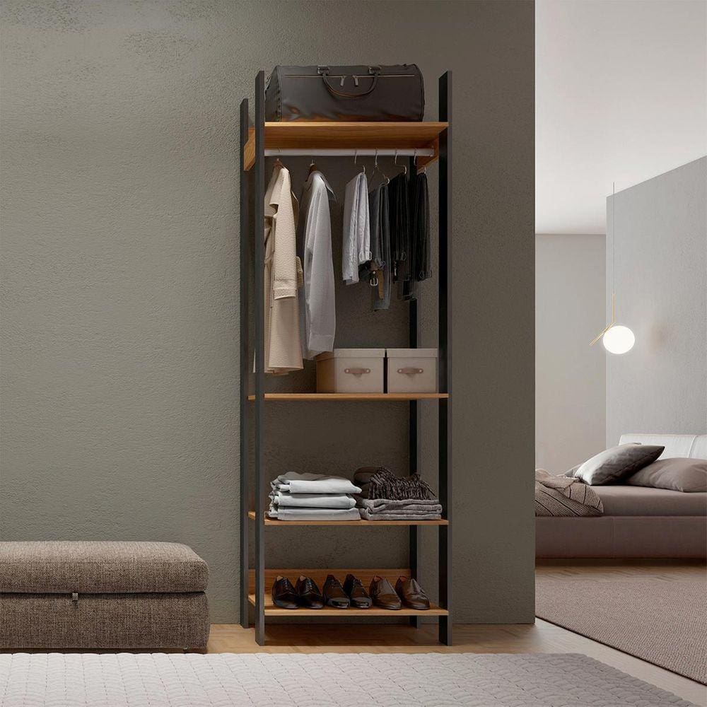Armário Closet com Cabideiro 73x220 Cm em 100% MDF Freijó Preto Fosco Dalla Costa