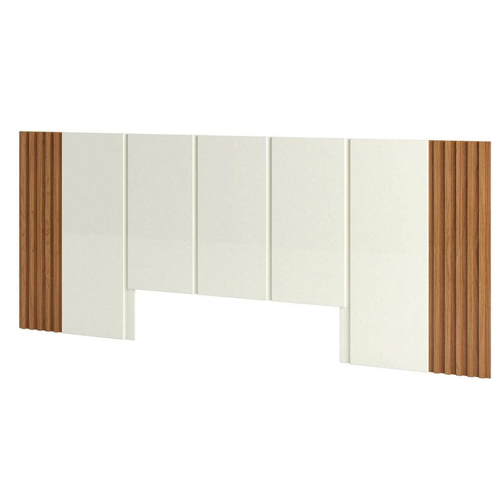 Cabeceira de Casal Detalhe Ripado 270cm em 100% MDF Off White Freijó Dalla Costa