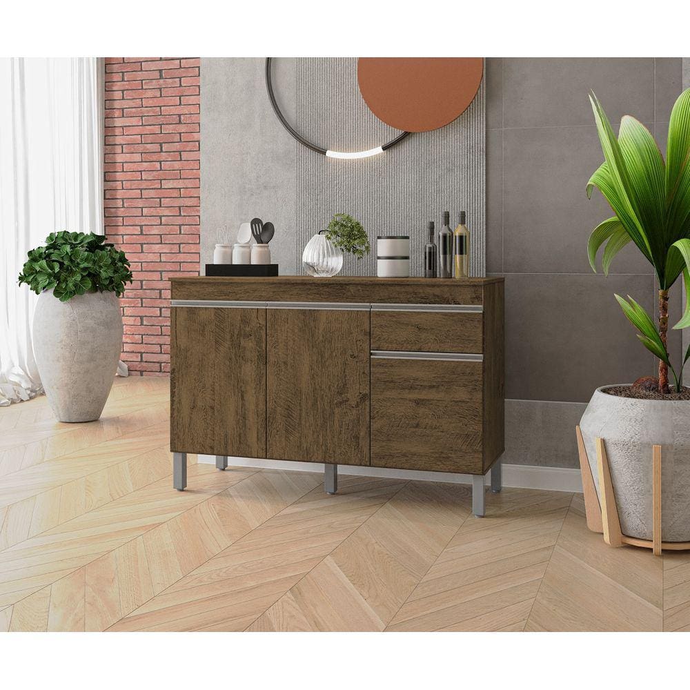 Balcão Gabinete de Pia Isabela 100cm Chocolate S/ Tampo - Nathan