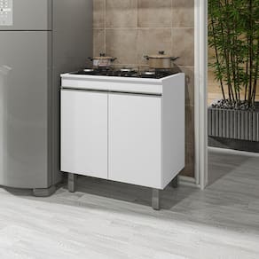 Balcão Gabinete Cooktop Clara Branco C/Tampo - Nathan