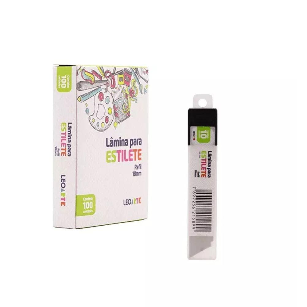 Lâmina de Estilete 18mm Estreito Blister C/10 Und Leoarte