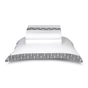 Jogo de Cama King By The Bed 300 Fios Algodão Egípcio Skyline Branco e Preto 4pçs (2Lençois+2Fronhas)