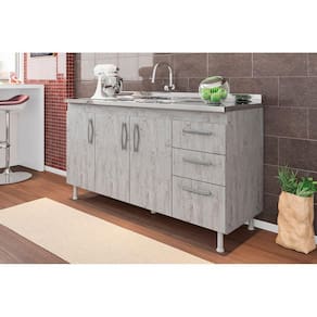 Balcão Armário de Cozinha Nathan 160cm Rústico S/ Tampo