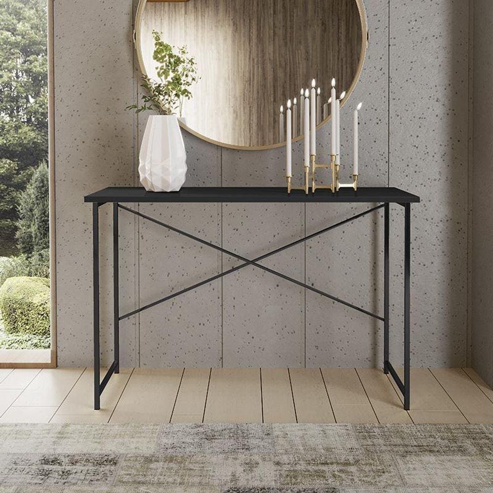 Aparador Steel 90 Cm Estilo Industrial Com Pés Em Aço Preto/preto Preto/preto
