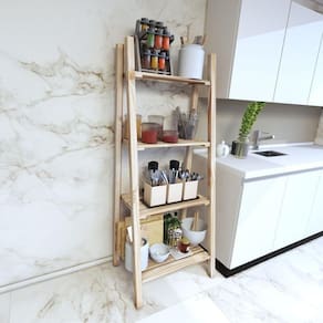 Arara Multifuncional Para Lojas Expositora Vitrine Madeira Natural