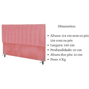 Cabeceira Cama Box Casal 140 Cm Carla Suede Rosa E Frame